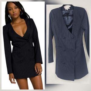 Good American Navy Double Breasted Blazer Dress